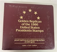 (36) 22KT GOLD 1986 U.S. PRESIDENT STAMP BOOK