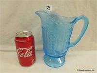 Excellent Victorian Ice Blue Glass Water Pitcher