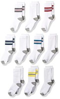 Amazon Essentials Boys' Cotton Crew Gym Socks, 10