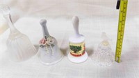 4 Vintage Bells - Glass, Ceramic, Crystal/Glass