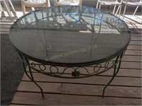 Outdoor RoundGlass Top Metal Base Patio Table