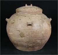 Lidded Stoneware Vessel
