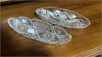 Two Cut Glass Relish Dishes