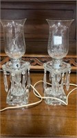Pair of Glass Dresser Lamps w/ Etched Shades