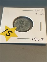 1943 Steel wheat penny.