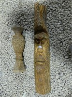 CEDAR RAIL WOOD CARVING & WOOD CARVED BUD VASE