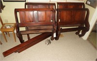 Pair of antique Twin Walnut sleigh style beds