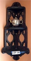 Corner Wooden Shelf w/ Oriental China Teapot