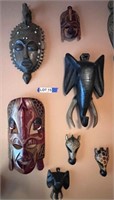 (7) Wooden Hand Carved African Masks