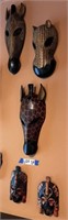 (5) Wooden Hand Carved African Masks