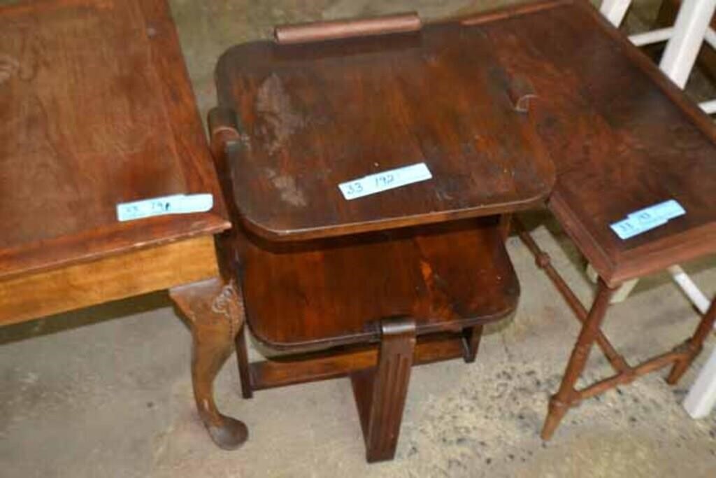 Wooden Accent Table with 2 Shelves