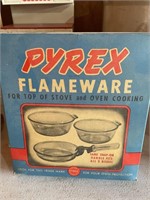 PYREX FLAMEWARE - IN BOX - 3 PIECE SET