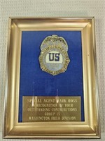 Beaded DEA Recognition Badge With Frame