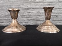 Lot of 2 Sterling Silver Candlestick Holders