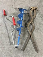 Ice Auger & Tongs