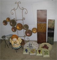 Lot of home décor items including candle holders,