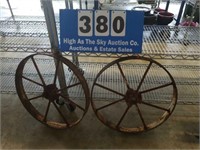 Pair of Vintage Metal Rims Cast Iron Wheels