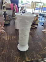 VINTAGE MILK GLASS VASE WITH IVY