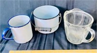 2 pcs enamel ware & mixing glass pitcher