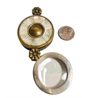 Brass & Mother of Pearl Desk top Magnifying Glass