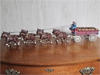 NICE VTG CAST IRON CLYDESDALE BUDWEISER WAGON