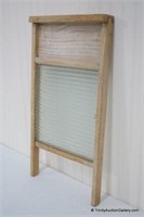 Vintage White Wood Glass Wash Board