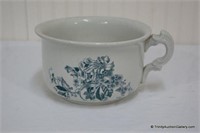 Vintage Stoneware Chamber Pot w/ Floral Pattern