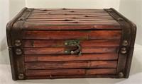 Wooden bamboo style two handled chest box