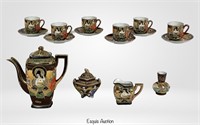 Vintage Satsuma Moriage Hand Painted Tea Set