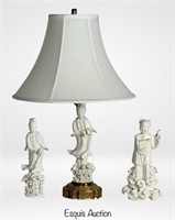 Blanc de Chine Porcelain Quan Yin Lamp & Figurine