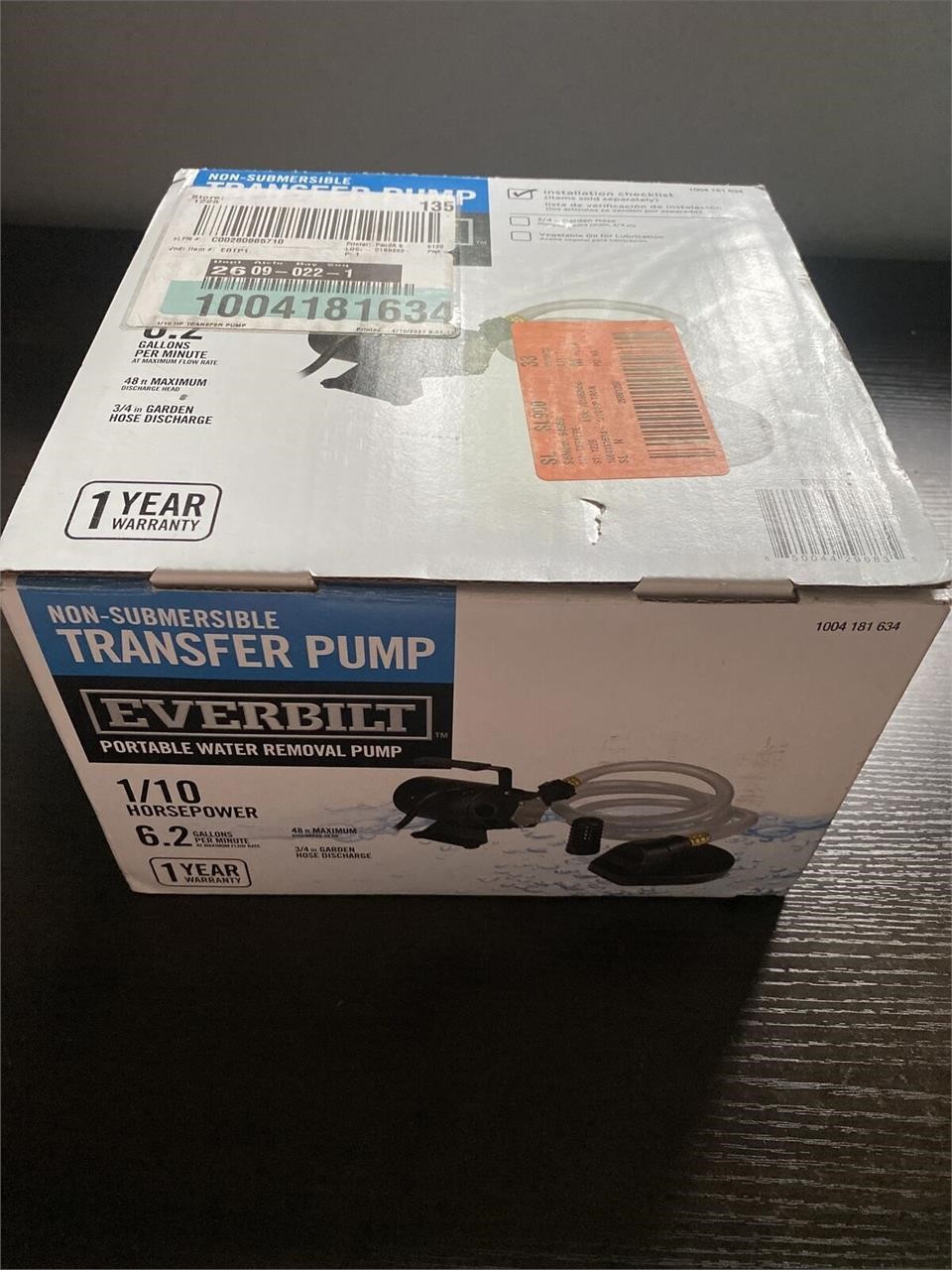 Everbilt 1/10 Hp. Transfer Pump