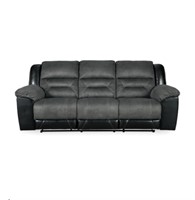 Reclining Sofa Slate Suede with Black Faux Leather