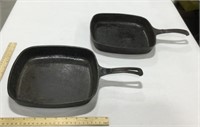 2 cast iron square skillets