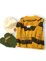 Vintage Sweater US Ski Team Hat & Gloves Lot