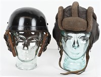 LOT OF TWO TANKER HELMETS MADE FROM NAZI HELMETS