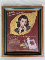 Framed 1940 Lucky Strike Cigarette Ad 16.5 x 13.5