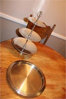 Silver Serving Tray and Tiered Tray