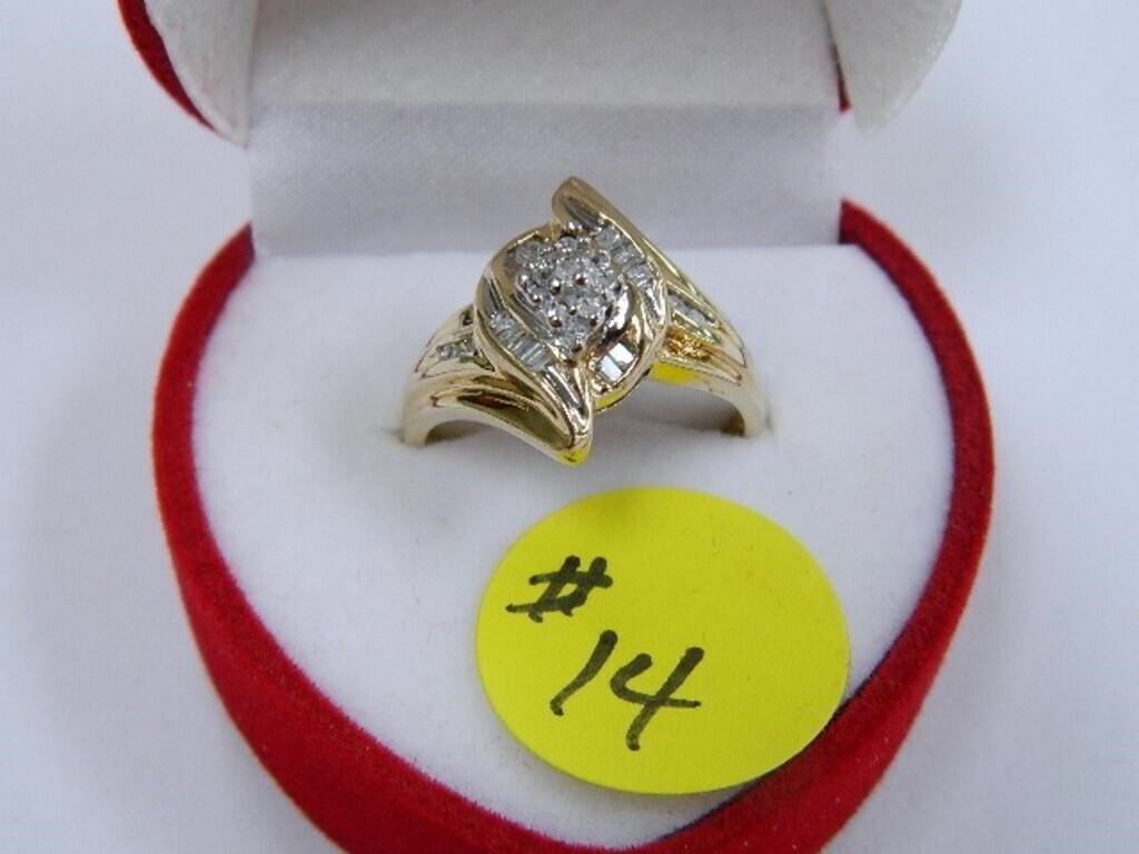 10kt Yellow Gold 3.3gr. Diamond Waterfall Style