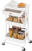 (N) TOOLF Rolling Storage Cart with Drawer & Table