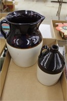 BROWN AND WHITE PITCHER AND JUG