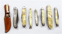 (8) VINTAGE PEARL HANDLE POCKET KNIVES