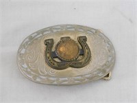 Belt buckle w/horseshoe & 1892 Indian Head penny