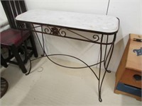METAL BASE & MARBLE TOP 37"W HALL TABLE