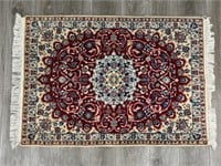 Small Center Medallion Ivory and Red Area Rug