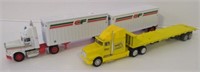 Lot of Die cast trailers with plastic semis.