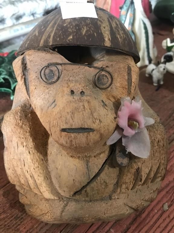 Coconut Monkey Carved figure