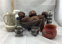 Vintage Lot of Wood/Ceramic/Metal Ethnic Art