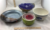 Blue Clay Bowl, Flamingo Bowls, Ceramic Bowl
