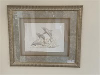 Dolphin Abstract Framed in Glazed 27" x 23"