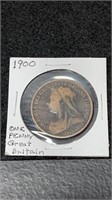 1900 Queen Victoria One Penny Great Britain